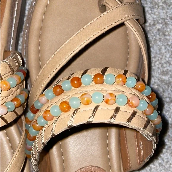Lucky Brand Women's Tan Beaded Sandals - Picture 3 of 5